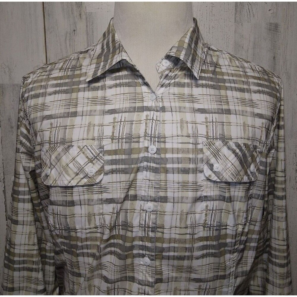 Eddie Bauer Sport Shop Plaid Green Vented LS Fishing Shirt Mens 2XL